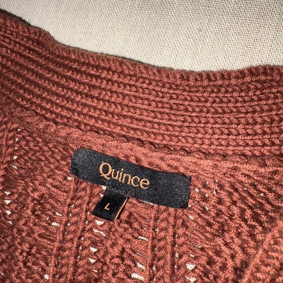 Quince 100% Organic Cotton Oversized Cable Cardigan Redwood Brown Large Neutral - Picture 3 of 7